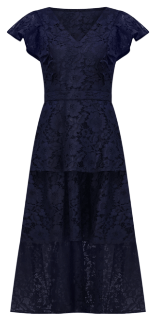 Women's Tiered Lace Midi Dress