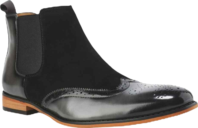 Men's Wingtip Brogue Two-Tone Chelsea Boots
