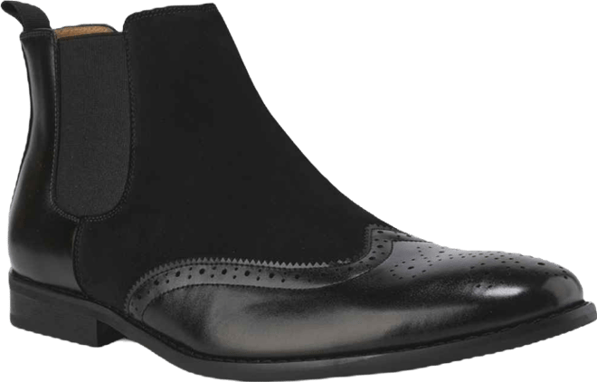 Men's Wingtip Brogue Two-Tone Chelsea Boots