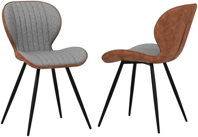 2 Set Armless Dining Chair w/ Curved Backrest U-shaped Seat & Non-slip Foot Pad