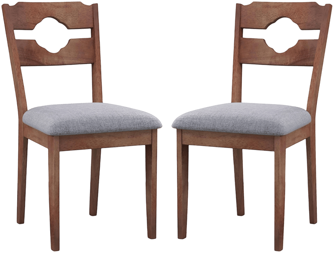 Set of 2 Dining Chair w/ Padded Seat High Back Rubber Wood Frame Kitchen Chairs