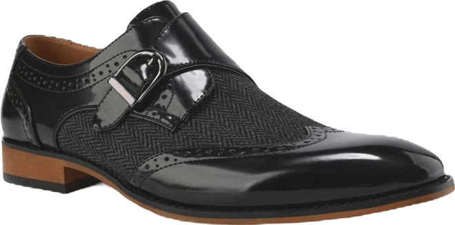 Men's Monk Strap Herringbone Dress Shoes Slip-on Loafers