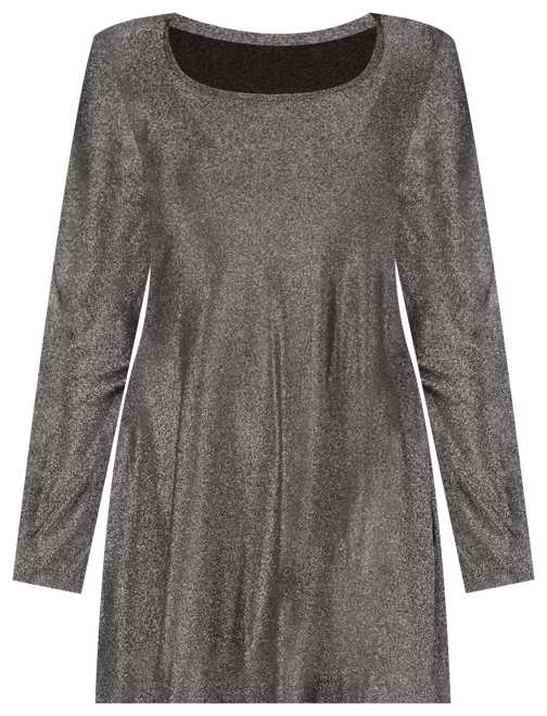 Women's Scoop Neck Long Sleeve Shimmery Fabric Tunic Top