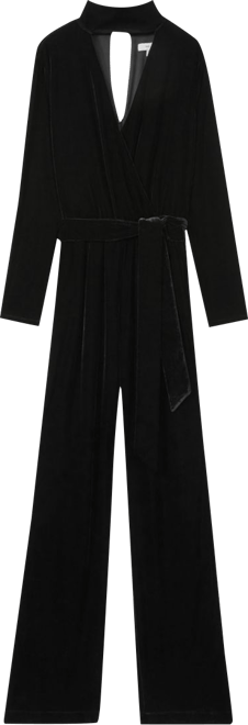 【海外限定】REISSジャンプスーツ☆Vera Velvet Belted Wide Leg Reiss Velvet Belted Wide Leg Jumpsuit in Black - REISS