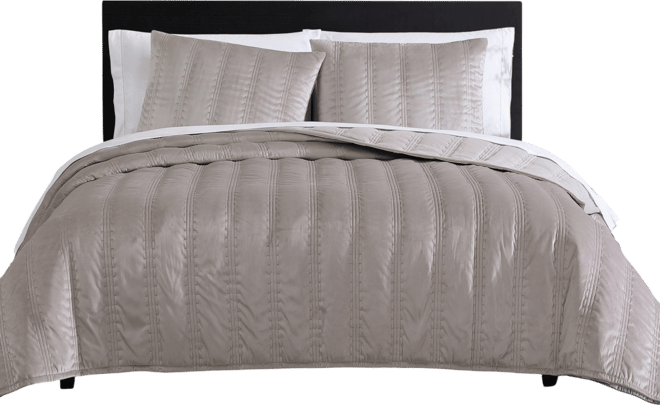 Linear Stitch Velvet 3-Pc. Quilt Set, King