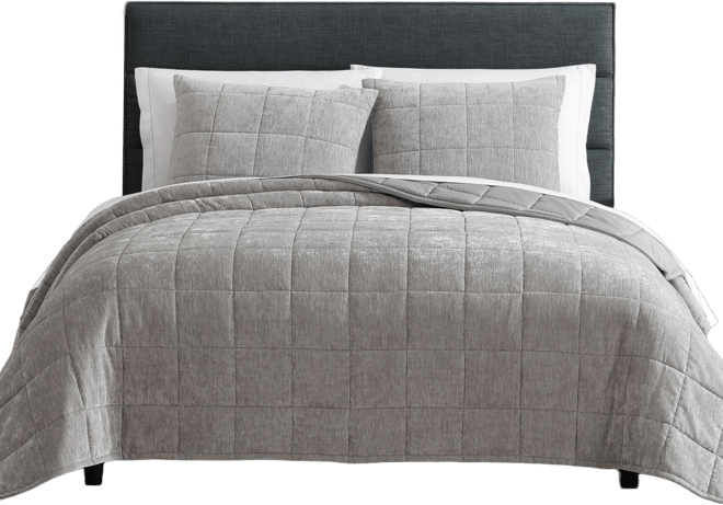 Chenille Box Solid 3-Pc. Quilt Set, Queen