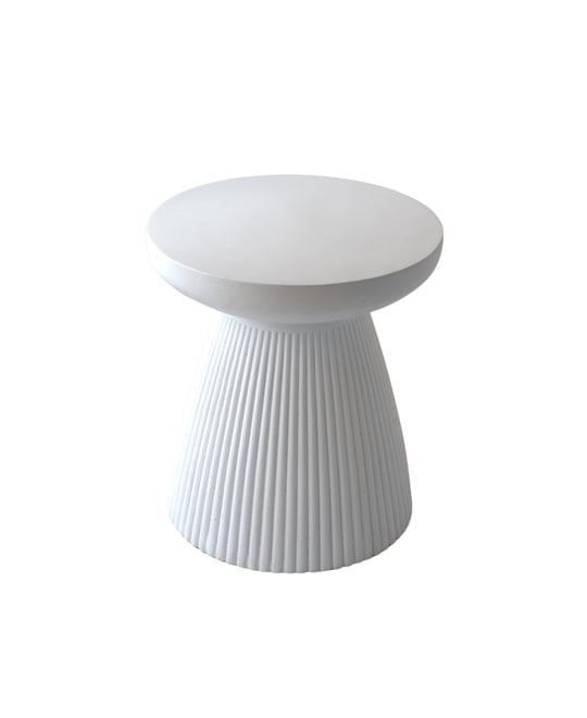 Decorative Garden Stool, 17.75" H Modern Heavy Duty Patio Sturdy Faux Terrazzo Accent Table Side Table Plant Table for Indoor Outdoor, Faux White