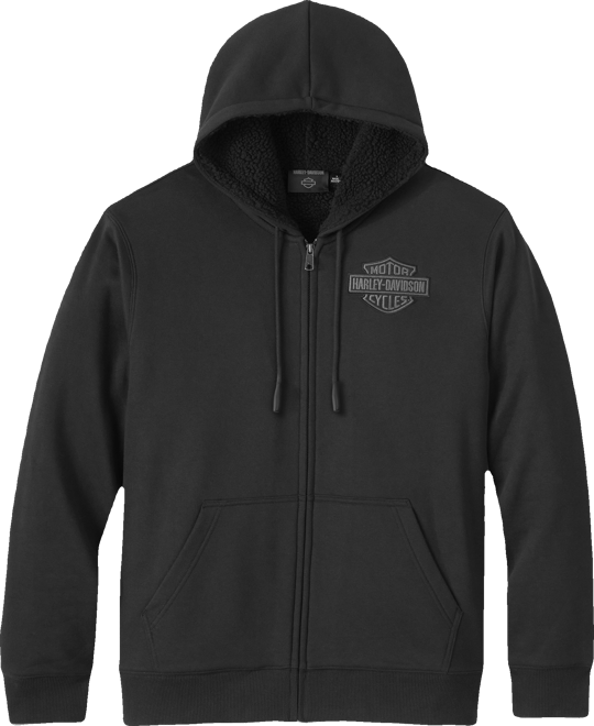 Bar Shield Sherpa Full Zip Hoodie Harley Black Harley Davidson USA