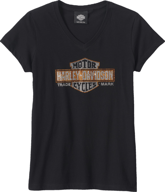 Women's Trademark Bar & Shield Bling V-Neck