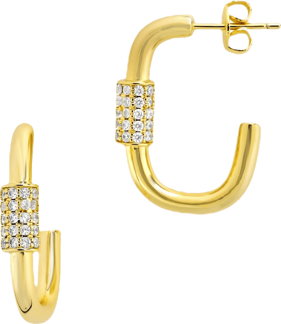 Women's Oval Carabiner Gold Plated Hoop Earrings