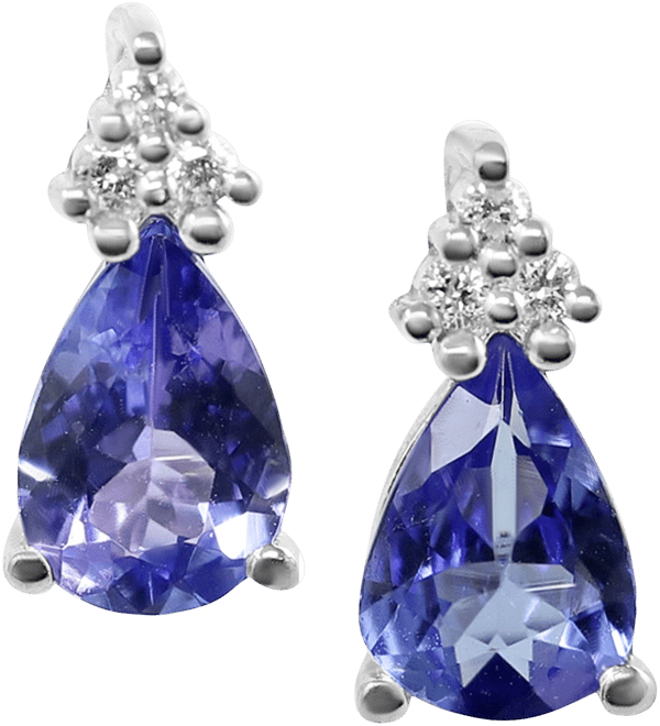 Tanzanite (1-1/6 ct. t.w.) & Diamond (1/20 ct. t.w.) Stud Earrings in Sterling Silver