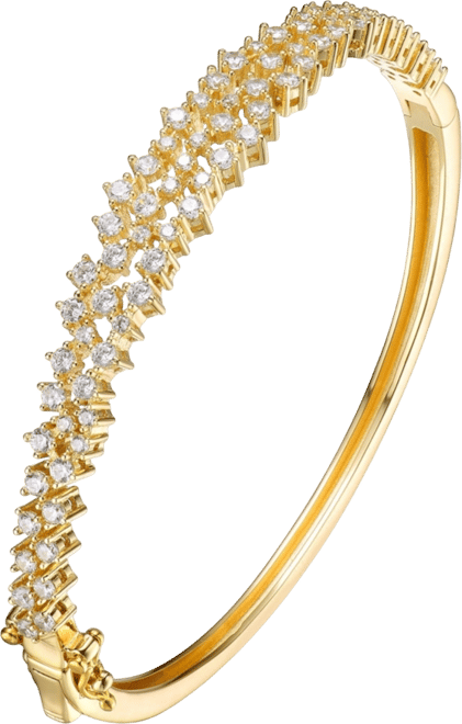 Sterling Silver with Rhodium Plated Clear Round Cubic Zirconia Cluster Style Bangle Bracelet