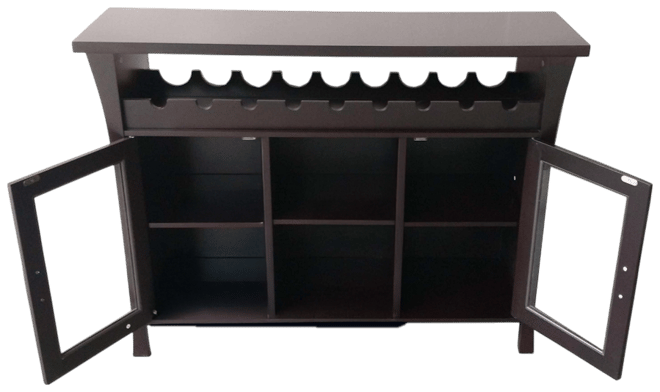 Wine Rack Buffet Server Console Table with Glass Doors (Espresso)