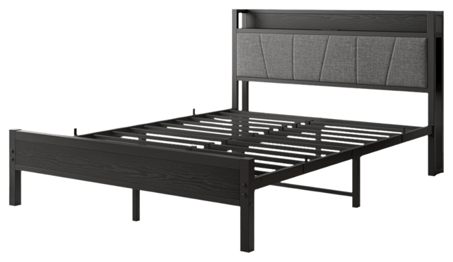 Streamdale Queen Bed Frame with Storage, Charging Station, Noise-Free