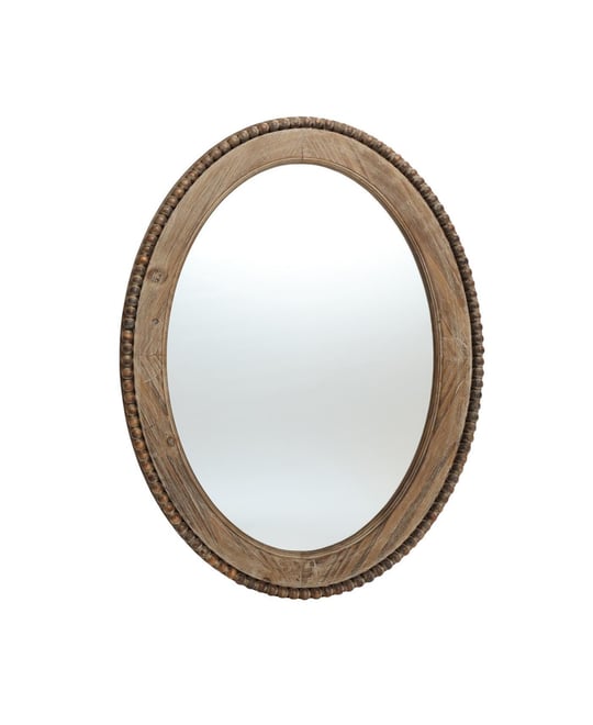 32-Inch Cameo Wood Framed Accent Wall Mirror Large Oval Wall Mounted Mirror Farmhouse Wall Decor