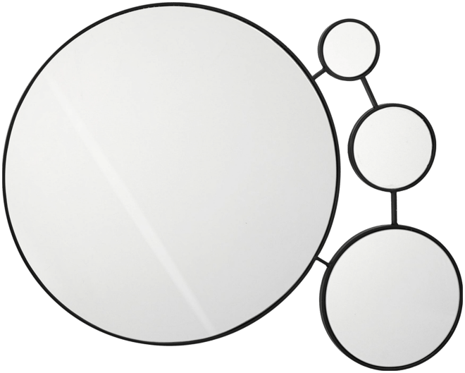 Circles Black Metal Frame Round Wall Mirror