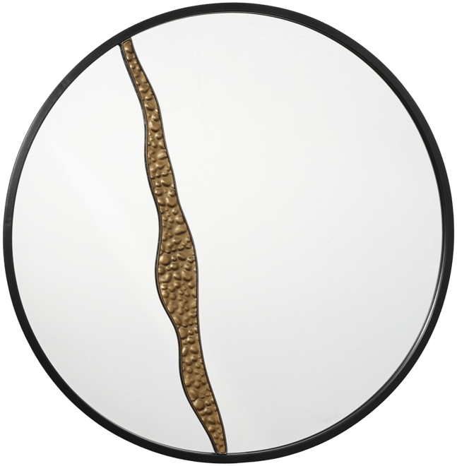 Goldrush Black Metal Frame Round Wall Mirror