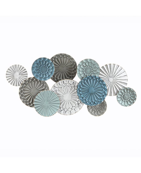48" Wide Modern Multi-Color Metal Abstract Floral Layered Plates Wall Art Hanging Wall Decor