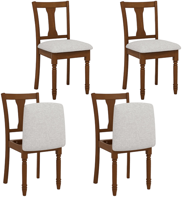Set of 4 Upholstered Wooden Dining Chair w/ Seat Storage Space Brown