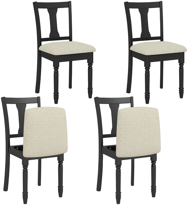 Set of 4 Upholstered Wooden Dining Chair w/ Seat Storage Space Brown