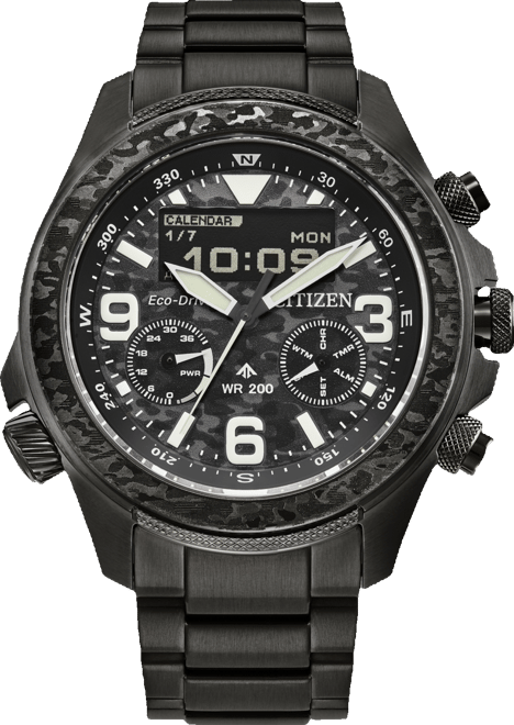 Eco-Drive Men's Chronograph Promaster Land Gray-Tone Stainless Steel Bracelet Watch 44mm