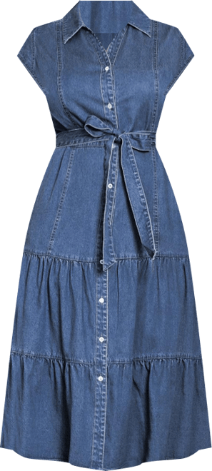 Women's Tiered A-Line Tencel Midi Dress