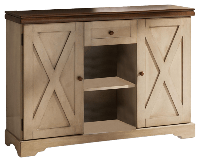 Wood Buffet Cabinet Console Table (Antique White/Walnut)