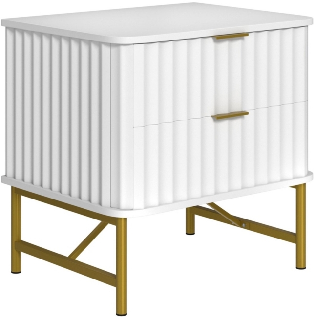 2-Drawer Nightstand with Metal Base