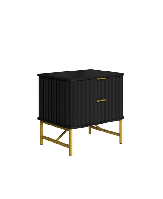 2-Drawer Nightstand with Metal Base