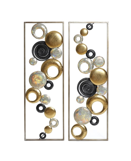 Set of 2 Modern Multi-Color Abstract Metal Wall Decor Panels Wall Art Large Wall Hanging Sculptures