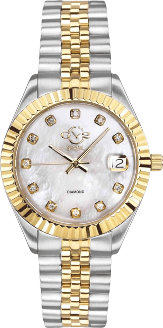 GV2 Women's Naples Two-Tone Stainless Steel and Ion Plating Swiss Quartz Bracelet Watch 34 mm