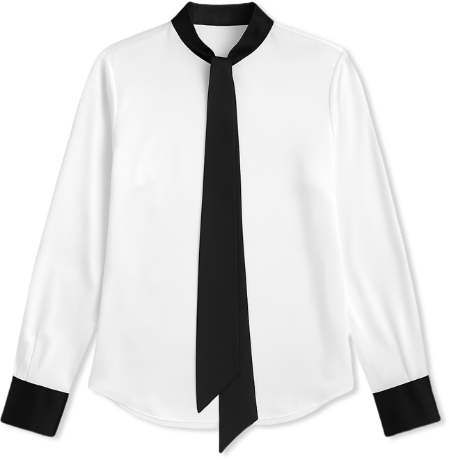 Women's Tie-Neck Long-Sleeve Satin Blouse