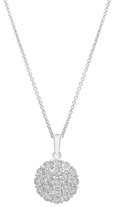 Diamond Cluster 18" Pendant Necklace (1/10 ct. t.w.) in Sterling Silver, Created for  (A $170 Value)
