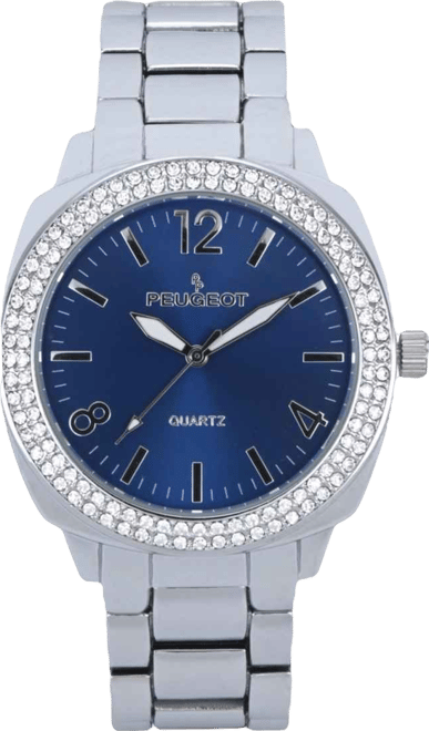 Women's 40mm Blue Face Boyfriend Bracelet Watch with Crystal Bezel