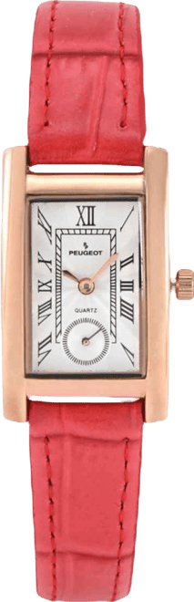 Women's Contour Tank Shape Case Red Watch with Roman Numerals