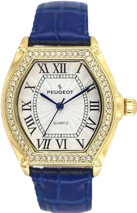 Women's 36mm Blue Watch Barrel Shaped Tank Case Leather Strap