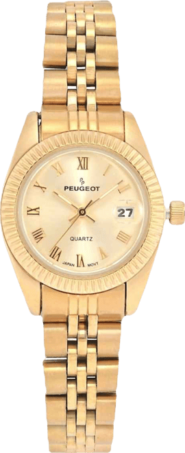 Women's Gold-Tone 25mm Fluted Bezel Steel Bracelet Watch with Gold Dial