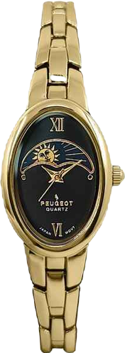 Women's Gold 30x25mm Sun Moon Dial Link Bracelet Watch with Black Dial