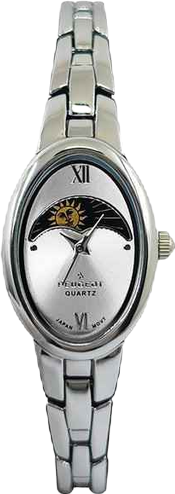 Women's Silver 30x25mm Sun Moon Dial Link Bracelet Watch