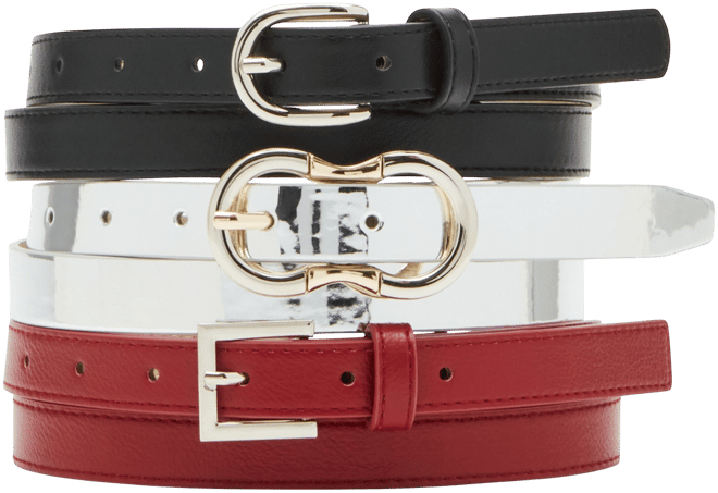 Women's 3-Pc. Faux-Leather Belt Set