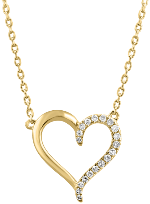 Effy Diamond Heart 18" Pendant Necklace (1/8 ct. t.w.) in Sterling Silver or Gold-Plated Sterling Silver