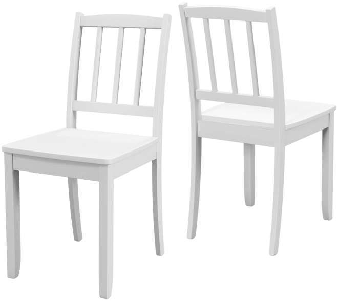 Wood Dining Chair Set of 2 with Rubber Wood Legs Curved Backrest for Kitchen
