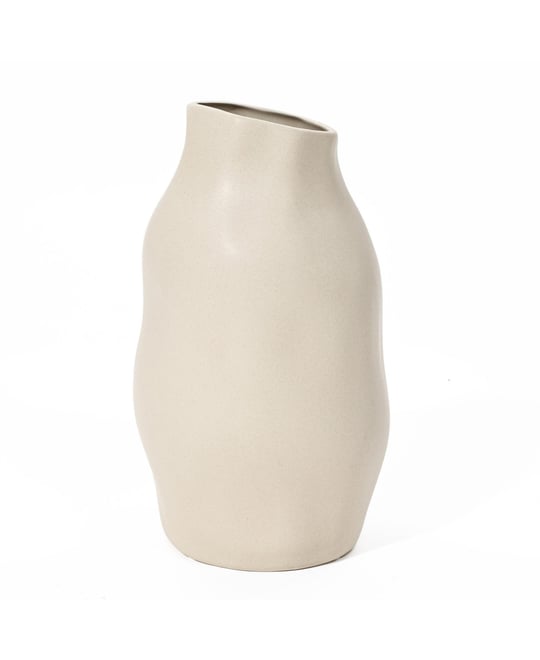 Ivory White Ceramic Modern Tall Vase