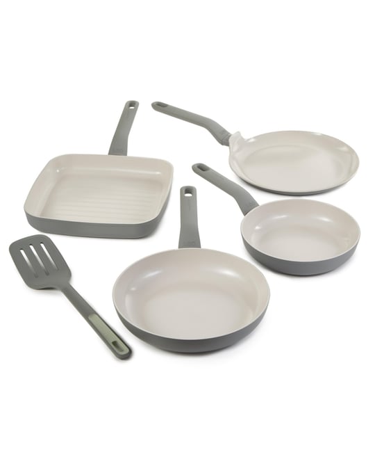 Leo Balance 5Pc Nonstick Ceramic Frying Pan Set with Turner, Recycled