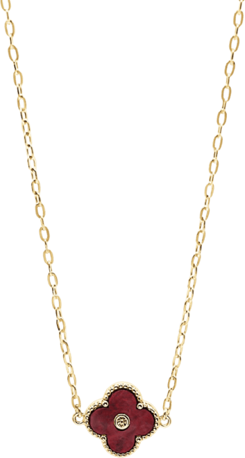 Non-Tarnishing Burgundy Clover Necklace