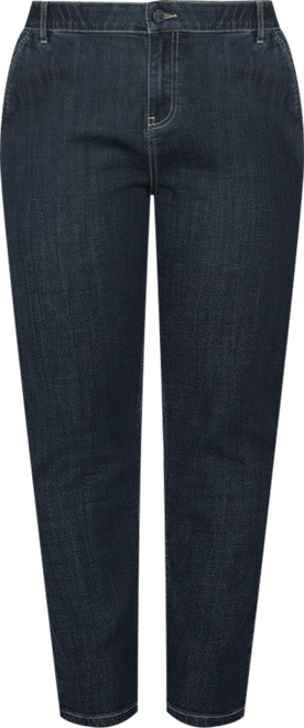 Women's Elastic Waist High Rise Slim Straight Denim Jeans