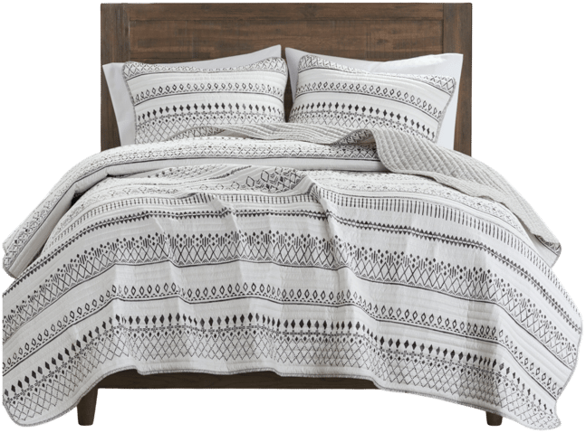 Fraser Reversible Printed Microfiber Seersucker 3-Pc. Quilt Set, Full/Queen