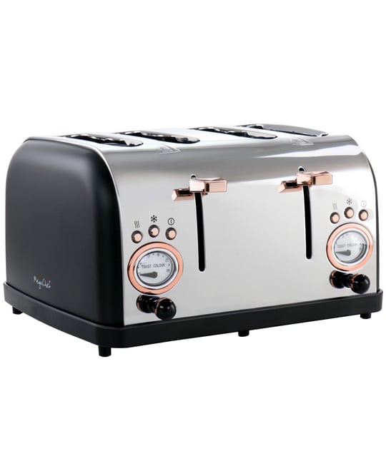 4 Slice Stainless Steel Wide Slot Retro Toaster