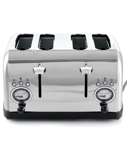 4 Slice Stainless Steel Wide Slot Retro Toaster