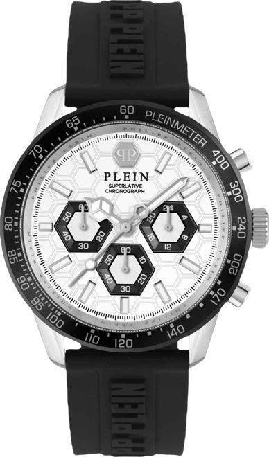 Men's Chronograph Pleinmeter Black Silicone Strap Watch 44mm